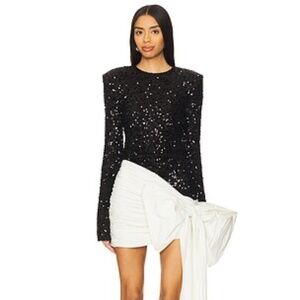 ROTATE Sequins Bow Mini Dress in Black